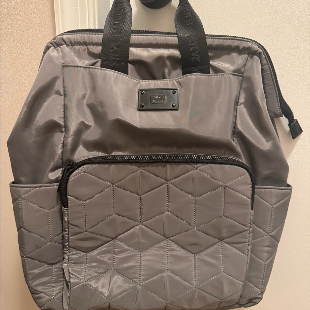 Steve Madden BQueens Quilted Gray Backpack